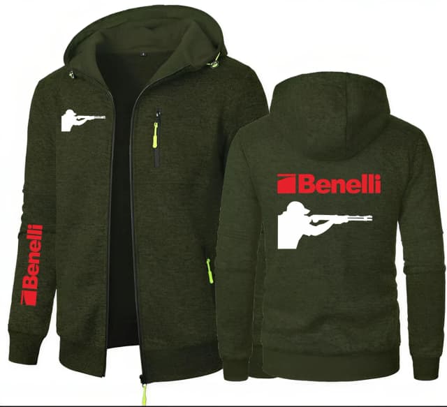 Caccia BENELLI Pistola Armi da fuoco Logo Maglione da uomo Cardigan Con cappuccio Tasca con cerniera Felpe con cappuccio jacquard Giacca Sport Felpe da esterno