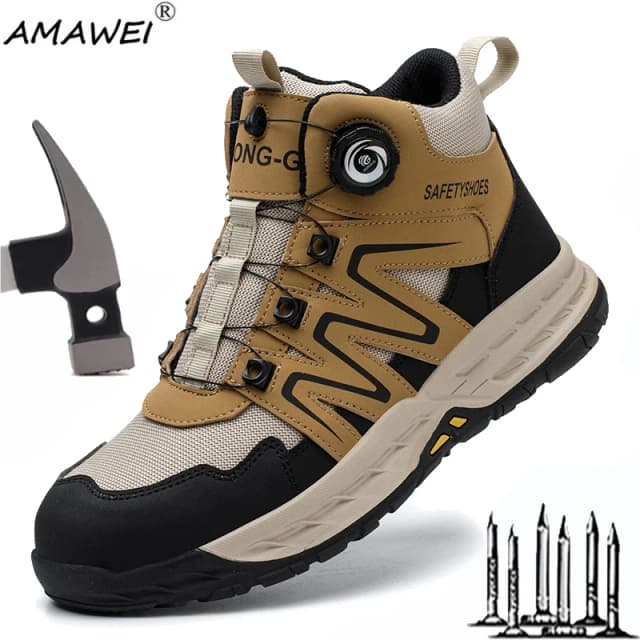 Nuovi stivali antinfortunistici da uomo scarpe da lavoro indistruttibili sneakers stivali protettivi con punta in acciaio stivali tattici da lavoro anti-sfondamento anti-perforazione