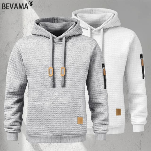 Felpa con cappuccio da uomo nuova autunno modello waffle felpa a maniche lunghe tinta unita pullover caldo casual abbigliamento sportivo da esterno abbigliamento da uomo